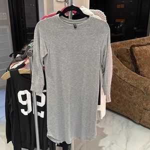 gray long sleeve flowy dress